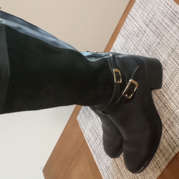 Franco Sarto "Lapis" Black Leather & Suede Look Knee High Boots in Size 7M - Picture 7 of 11